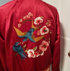Embroidered reversible bomber jacket